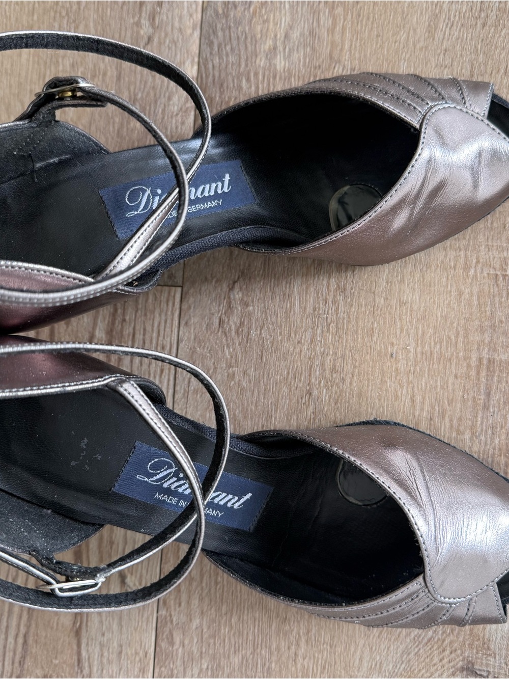 Diamant Metallic Bronze Peep-Toe Ankle-Strap Ballroom Heels Size 7.5-8 - Picture 3 of 12